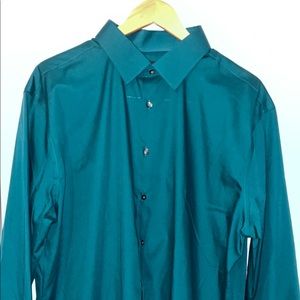Dark Teal Pinpoint Collar Dress Shirt. SLIM FIT. Neck Sz 18-18.5 Sleeve 34/35.